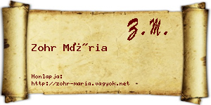 Zohr Mária névjegykártya